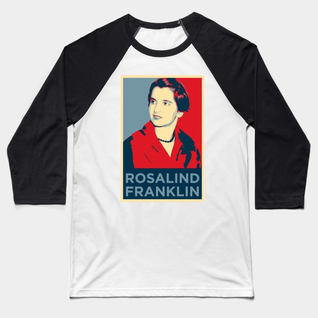 Rosalind Franklin: The Dark Lady of DNA Red and Blue Portrait Baseball T-Shirt by labstud